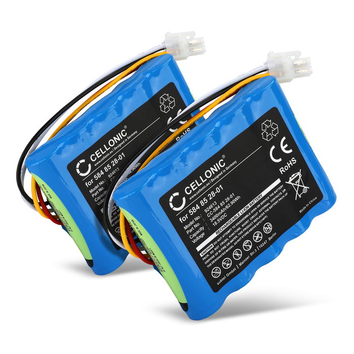2x Batterij voor Gardena Sileno R100Li, R100LiC, Life, Husqvarna Automower 315, 315X, (Husqvarna 589586201) 18.5V 3400mAh Li Ion van CELLONIC