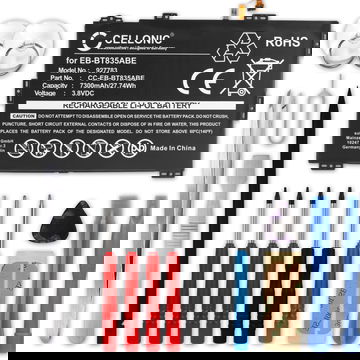 Batterij compatibel met Samsung SM-T830 Galaxy Tab S4, Samsung SM-T835 Galaxy Tab S4 LTE tablet - EB-BT835ABE, EB-BT835ABU, GH43-04830A 7300mAh battery vervangende accu, + Schroevendraaier-set Toolkit, gereedschapsset