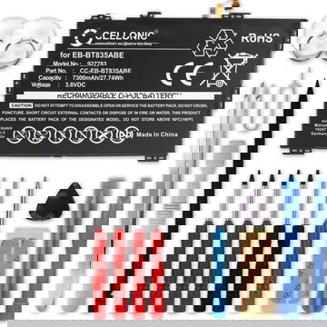 Pack batterie 7300mAh et outils pour tablette Samsung SM-T830 Galaxy Tab S4, Samsung SM-T835 Galaxy Tab S4 LTE - kit pour remplacement facile d'une batterie EB-BT835ABE, EB-BT835ABU, GH43-04830A tablette, livre numérique et e-book