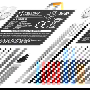 Pack batterie 7000mAh et outils pour tablette Lenovo Tab 2 A10-70, Tab 2 A10-70F, Tab 2 A10-70L, TB-X103F, Tab 4 TB-X304L, TB-X704N - kit pour remplacement facile d'une batterie L14D2P31, SB18C03763 tablette, livre numérique et e-book