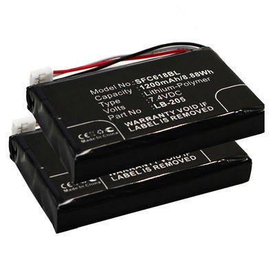 2x Batterie 131-0477, LB-205 1200mAh pour terminal de paiement Safescan 6185