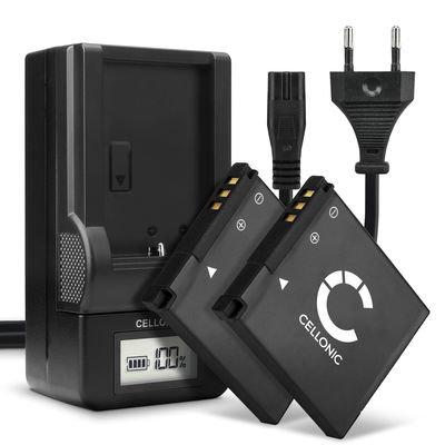 Pack de 2x batteries NB-8L 700mAh pour appareil photo Canon PowerShot A2200, PowerShot A3000 IS, 3100 IS, 3150 IS, 3200 IS, 3300 IS, 3350 IS - Avec chargeur NB-8L et câble d'alimentation