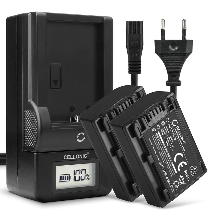 2x Sony FDR-AX43 Accu Batterij + Oplader 650mAh van CELLONIC