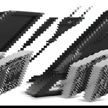 Pack de 2x batteries NP-FP50 -FP70 NP-FH50 -FH70 1360mAh pour appareil photo Sony DCR-HC28 HC21 HC23 HC26 HC30 HC32 HC36 HC40 HC96 HDR-HC3 DCR-DVD105 DCR-SR100 - Avec chargeur et câble d'alimentation