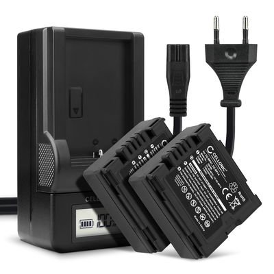 2x Accu voor Panasonic NV-GS10 NV-GS120 NV-GS140 NV-GS150 NV-GS158 NV-GS180 NV-GS188 NV-GS200 camera - CGA-DU06,CGA-DU07,CGA-DU12,CGA-DU14 750mAh + Oplader Vervangende batterij fototoeste, oplader, oplaadkabel