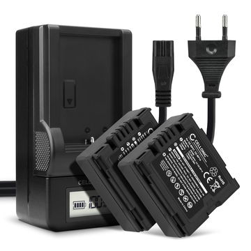 Pack de 2x batteries CGA-DU06,CGA-DU07,CGA-DU12,CGA-DU14 750mAh pour appareil photo Panasonic NV-GS10 NV-GS120 NV-GS140 NV-GS150 NV-GS158 NV-GS180 NV-GS188 NV-GS200 - Avec chargeur et câble d'alimentation