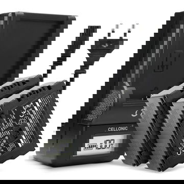 Pack de 2x batteries CGA-D54 CGR-D120 -D220 2200mAh pour appareil photo Panasonic AG-DVX100 NV-GS11 NV-DS60 NV-GS1 NV-DS27 NV-DS29 NV-MX500 NV-DA1 NV-DS15 - Avec chargeur et câble d'alimentation