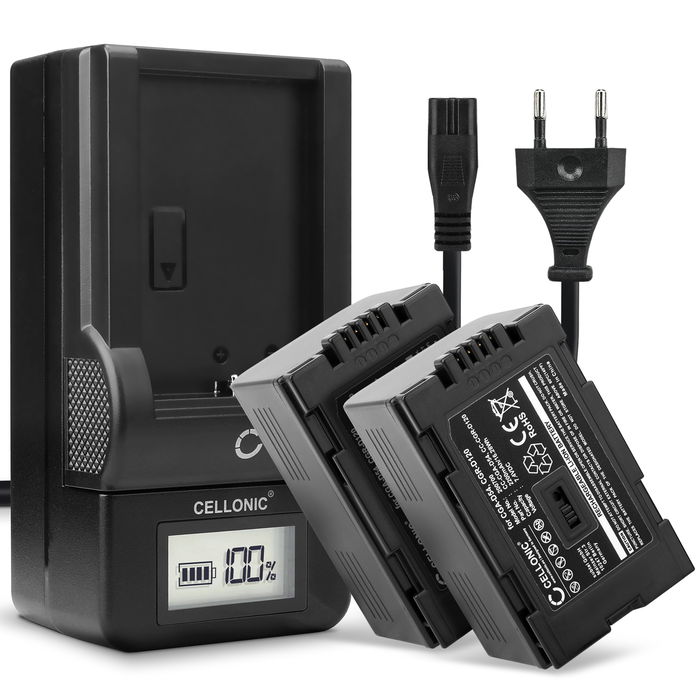 2x Camera Battery + Charger Set for Panasonic NV-GS11 2200mAh Replacement CGA-D54 CGR-D120 -D220 Batteries