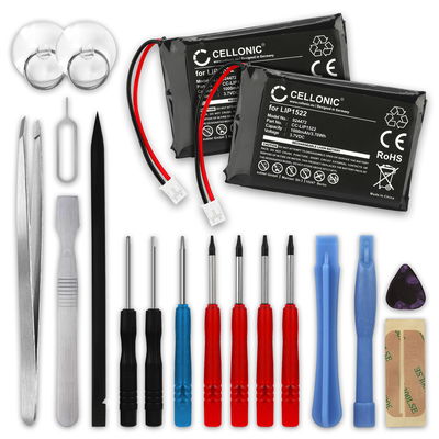 2x Batterij voor Sony PlayStation 4 Dualshock 4 Wireless Controller (Version 2) 1000mAh + Schroevendraaier-set van CELLONIC