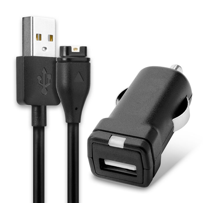 subtel 12V / 24V Socket to System Connector In Car Charger for Garmin Fenix 7, 6, 6 Pro, 6X Pro, Vivoactive 4, 4S, 3, Forerunner 945, 45, Venu 2 Cigarette Lighter Adapter 1m Charging Cable