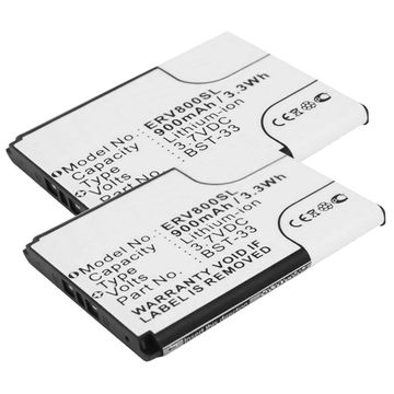 2x Batterie BST-33 900mAh pour téléphone portable Sony Ericsson C903, C702, G705u, G502, G700, G900, K630i, K550i, K660i, K530i