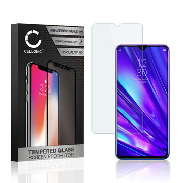 Vervangende screenprotector compatibel met Realme 5 Pro smartphone (2.5D, 9H, 0,33mm, Full Glue)