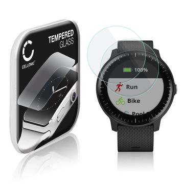 2x Screenprotector compatibel met Garmin vivoactive 3 / vivoactive 3 Music smartwatch (2.5D, 9H, 0,33mm, Full Glue) fitness