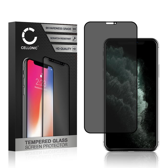 Vervangende screenprotector compatibel met Apple iPhone 11 Pro smartphone (Privacy Filter, 9H, 0,33mm, Full Glue)