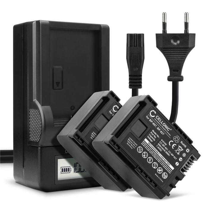 2x Batterij voor Canon LEGRIA FS20 Accu 890mAh + Oplader