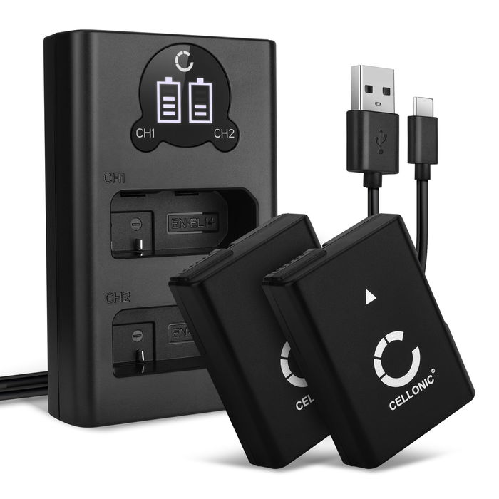 2x Nikon D3400 Batterie + Chargeur Double 1050mAh de CELLONIC