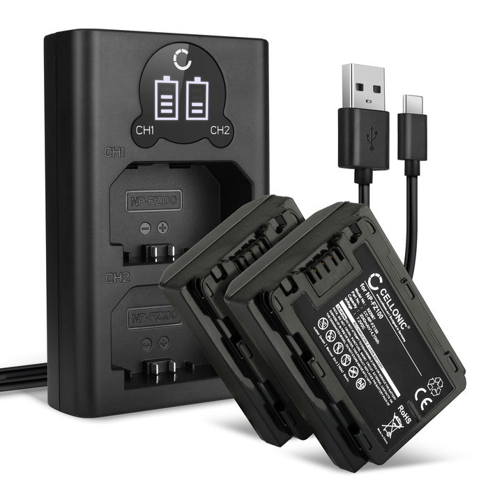 2x Sony Alpha 7 IV Accu Batterij + Dubbele Oplader 2040mAh van CELLONIC