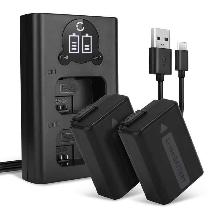 2x Sony ILCE-3000 (α3000) Battery + Dual Charger 1030mAh from CELLONIC