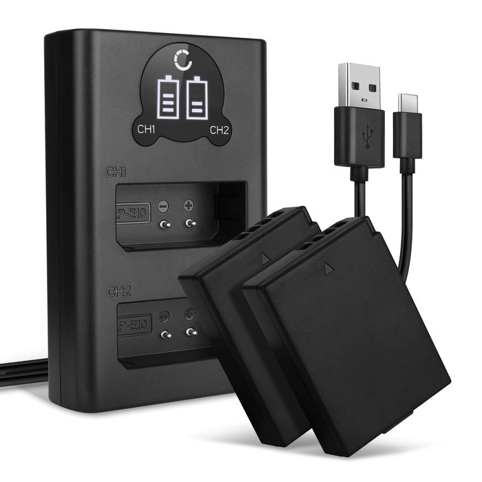 2x Canon EOS 1300D Batterie + Chargeur Double 1020mAh de CELLONIC