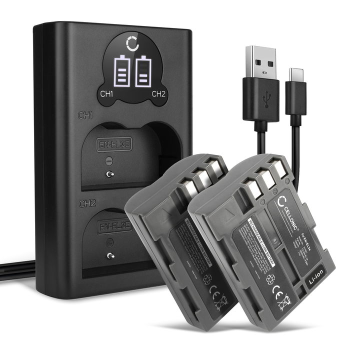 2x Nikon D700 Batterie + Chargeur Double 2000mAh de CELLONIC
