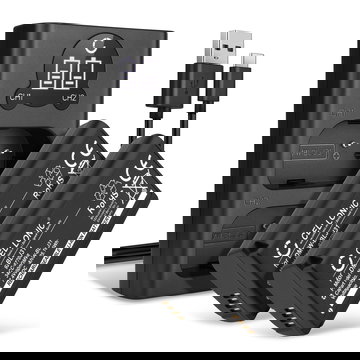 2x Batterie DMW-BLJ31 3400mAh + Chargeur Double DMW-BTC14E pour Panasonic Lumix DC-S1, Lumix DC-S1H, Lumix DC-S1R