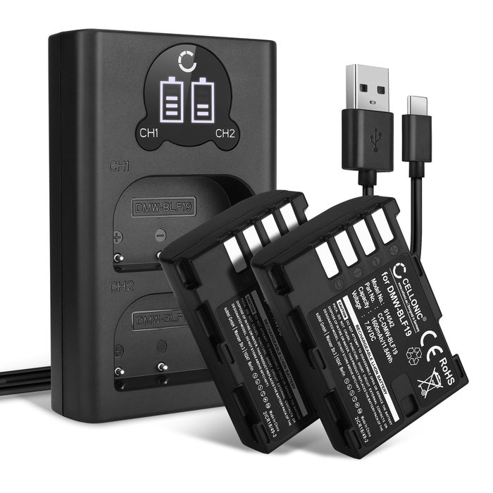 2x Panasonic Lumix DMC-GH4 Batterie + Chargeur Double 1600mAh de CELLONIC