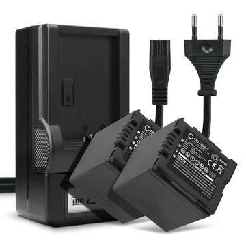 Pack de 2x batteries CGR-DU14 CGR-DU12 CGA-DU12 2100mAh pour appareil photo Panasonic NV-GS27 -GS17 -GS400 -GS180 -GS75 -GS500 -GS320 -GS60 VDR-D150 -D100 -D160 SDR-H20 -H280 PV-GS39 -GS150 - Avec chargeur et câble d'alimentation