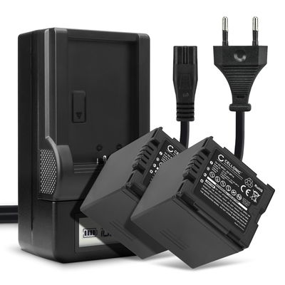 Pack de 2x batteries CGR-DU14 CGR-DU12 CGA-DU12 2100mAh pour appareil photo Panasonic NV-GS27 -GS17 -GS400 -GS180 -GS75 -GS500 -GS320 -GS60 VDR-D150 -D100 -D160 SDR-H20 -H280 PV-GS39 -GS150 - Avec chargeur et câble d'alimentation