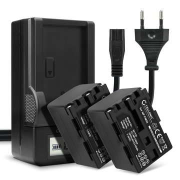 Pack de 2x batteries NP-FM50 NP-FM30 NP-FM70 NP-QM91 NP-QM71 3200mAh pour appareil photo Sony HVR-A1 HDR-SR1 HDR-HC1 GV-D1000 DCR-TRV38 -TRV20 -TRV330 -TRV285 -TRV340 -TRV345 -TRV351 -TRV355 - Avec chargeur et câble d'alimentation