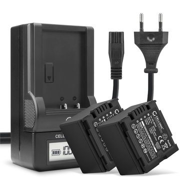 Pack de 2x batteries CGA-DU14 1440mAh pour appareil photo Panasonic NV-GS27 GS320 GS500 GS400 GS180 GS60 - Avec chargeur CGA-DU06,CGA-DU07,CGA-DU12 et câble d'alimentation