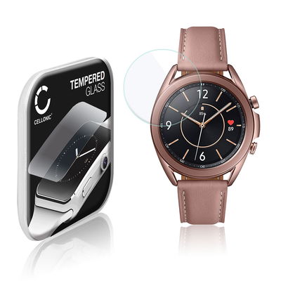 Screenprotector compatibel met Samsung Galaxy Watch 3 - 41mm (SM-R850) smartwatch (3D Full Cover, 9H, 0,33mm, Full Glue) fitness