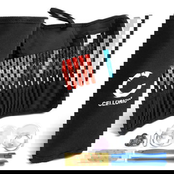 Schroevendraaierset met gereedschapstasje incl. kruis, plat, Torx, pincet - voor het vervangen van de batterij, display, etc. - 23 stuks.