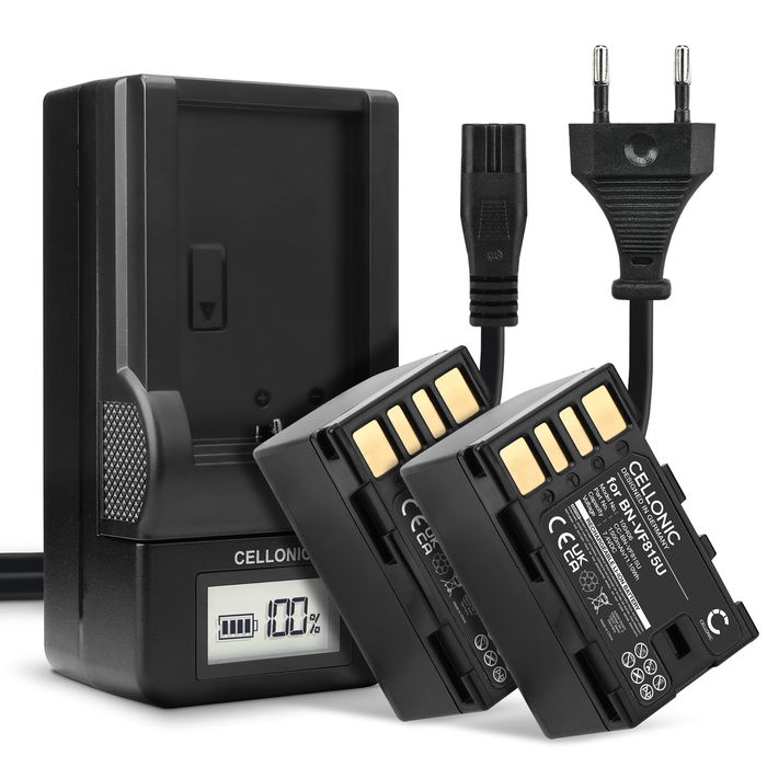 2x JVC BN-VF808U Batterie + Chargeur 1500mAh de CELLONIC