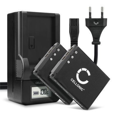 Pack de 2x batteries NP-FR1 1000mAh pour appareil photo Sony DSC-F88 DSC-G1 DSC-P100 DSC-P120 DSC-P150 DSC-P200 DSC-T30 DSC-T50 DSC-V3 - Avec chargeur et câble d'alimentation