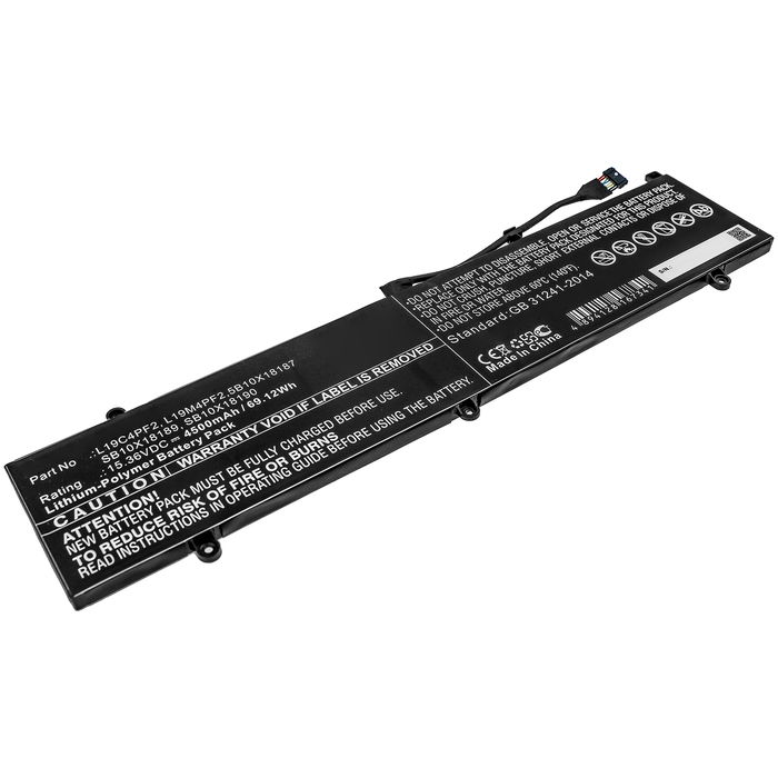 Batterie pour Lenovo Yoga Slim 7 15, 7-15IMH05, 5B10X18187, L19M4PF2 15.36V 4500mAh de subtel