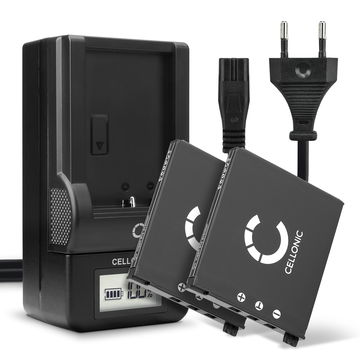 2x NP-60 Camera Battery + Charger Set for Casio Exilim EX-S10, -S12, EX-Z80, -Z85, EX-Z90, EX-FS10, EX-Z19, EX-Z20 720mAh Replacement Battery BC-60L LCD Smart Charger