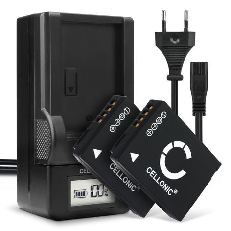 2x Accu voor Leica V-LUX 20, V-LUX 30, V-LUX 40, Leica 18701, 18702 BP-DC7 (890mAh, 3.7V) + Oplader van CELLONIC