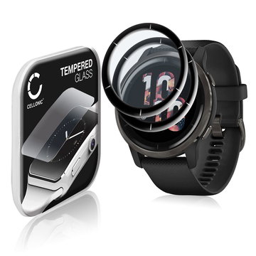 2x Protection d'écran en verre pour montre connectée Garmin Venu 2 (3D Full Cover, haute résistance 9H, 0,33mm, Full Glue)