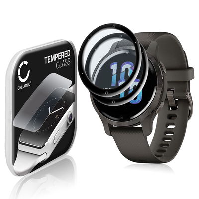 2x Protection d'écran en verre pour montre connectée Garmin Venu 2S (3D Full Cover, haute résistance 9H, 0,33mm, Full Glue)