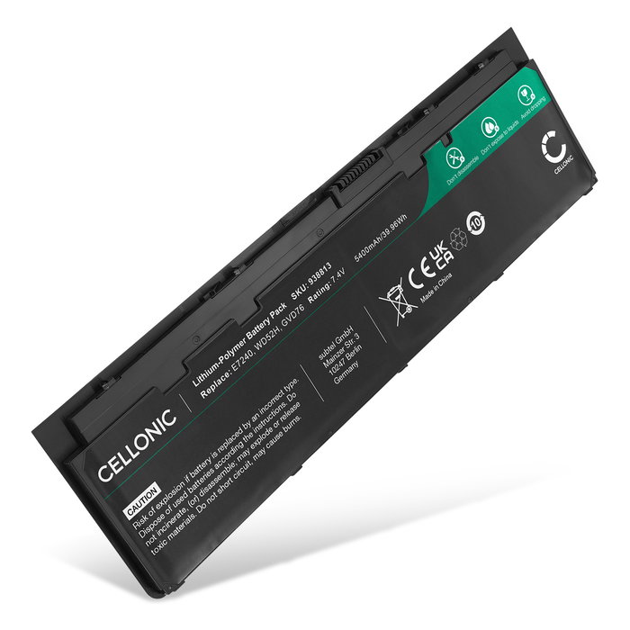 Batterie pour Dell Latitude E7240, Latitude E7250, Latitude 12 7000, WD52H, GVD76, HJ8KP 7.4V 5400mAh de CELLONIC