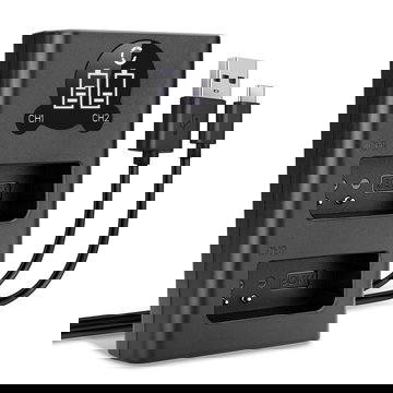 Chargeur double USB (BCN-1) pour Olympus OM-D E-M1 OM-D E-M5 Mark II Pen E-P5 Pen-F + 1m + Câble USB de CELLONIC