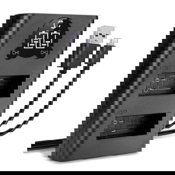 USB-dual lader (AHDBT-901) voor GoPro Hero 9, Hero 10, Hero 11 + 1m + USB Kabel van CELLONIC