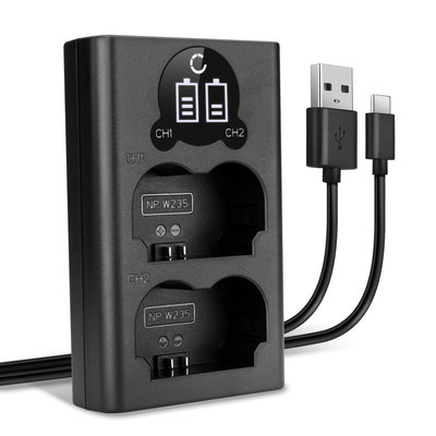Chargeur double USB (NP-W235) pour FujiFilm X-T4 / GFX 50S II / GFX100S / X-H2S + 1m + Câble USB de CELLONIC