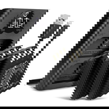 2x Batterie DMW-BLK22 2250mAh + Chargeur Double DMW-BTC15 pour Panasonic Lumix G9, GH5S, DC-S5, DC-S5K, DC-GH5 II, DMW-BLK22, DMW-BTC15