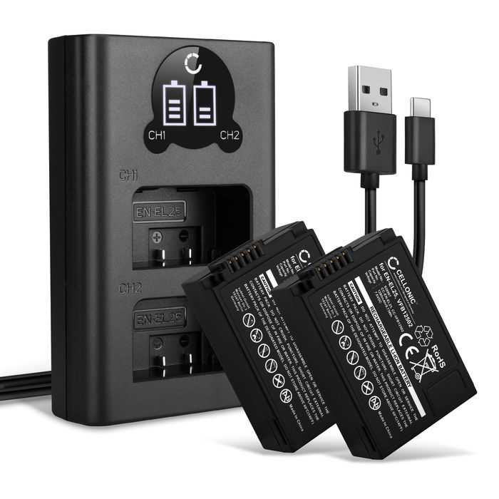 2x Nikon EN-EL25 Batterie + Chargeur Double 1280mAh de CELLONIC