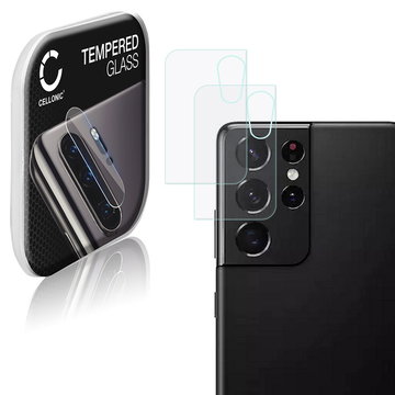 2x CELLONIC protection en verre pour objectif téléphone compatible avec Samsung Galaxy S21 Ultra (SM-G998) - Resistance 9H 0,33mm Full Glue protége lentille Transparent