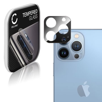 CELLONIC protection en verre pour objectif téléphone compatible avec Apple iPhone 13 Pro / 13 Pro Max - Resistance 9H 0,33mm Full Glue protége lentille noir