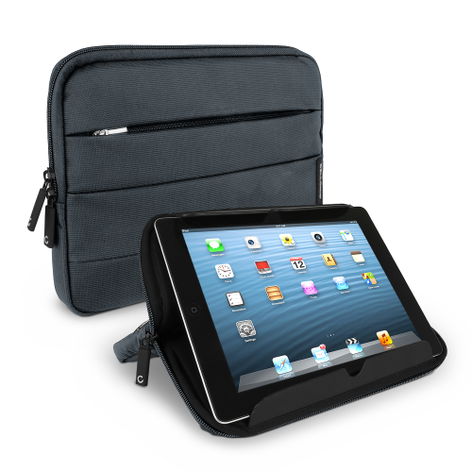 CELLONIC Universal Protective Tablet Sleeve Case with Stand for 10.1 Inch Tablets Nylon Anti-Shock Bubble Padding Water Repellent Shockproof Slim Cover Bag - Grey