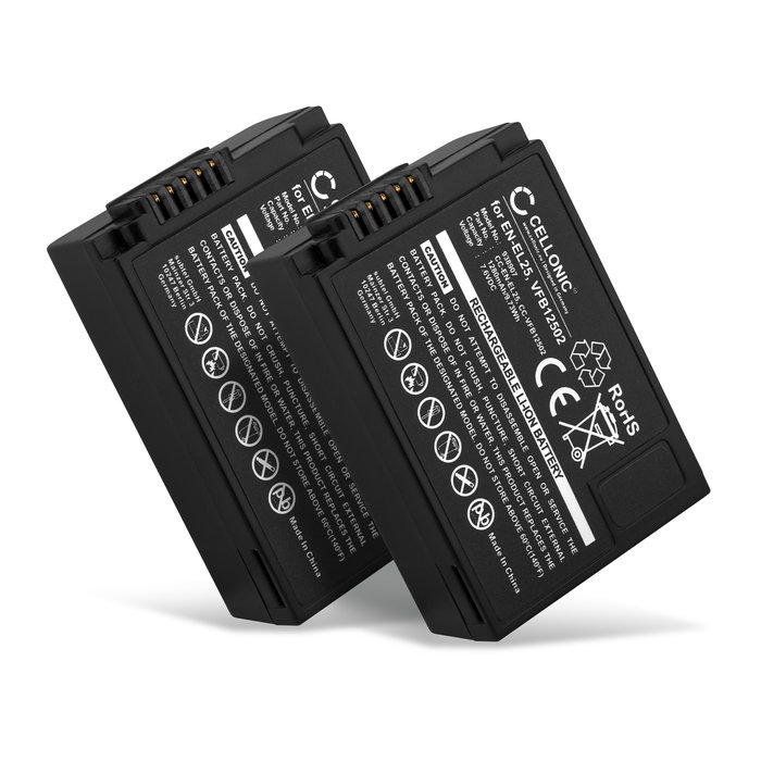 2x Batterie 1280mAh pour appareil photo Nikon Z 50, Z fc - Remplacement modèle EN-EL25, VFB12502