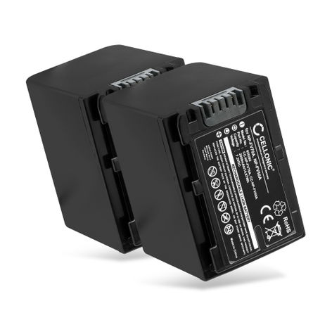 2x Batterie 2050mAh pour appareil photo Sony DCR, DEV, FDR, HDR - Remplacement modèle NP-FV100A NP-FV70A NP-FV90A NP-FV50A